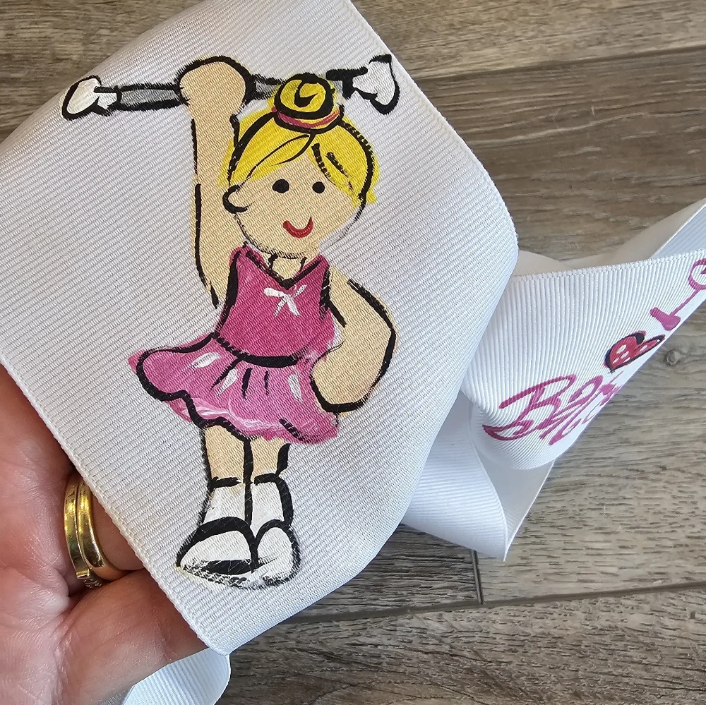 Girls Baton Majorette Hairbow Hand Painted By Two Sisters